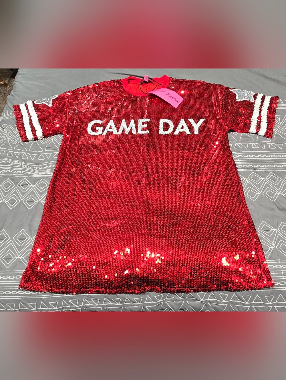 Betsey Johnson Game Day Jersey Sequin Dress Size Small